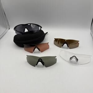 Oakley M Frame Sunglasses Z87 Black w/ 5 Lenses Brown Black Clear W/ Case Read